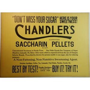 Vintage 1940 Chandler Drug Store Button Sign Old St Louis New Old Stock